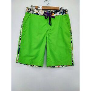 Robert Graham Men's Dos Rios Woven Green Classic Fit Board Shorts Size 32
